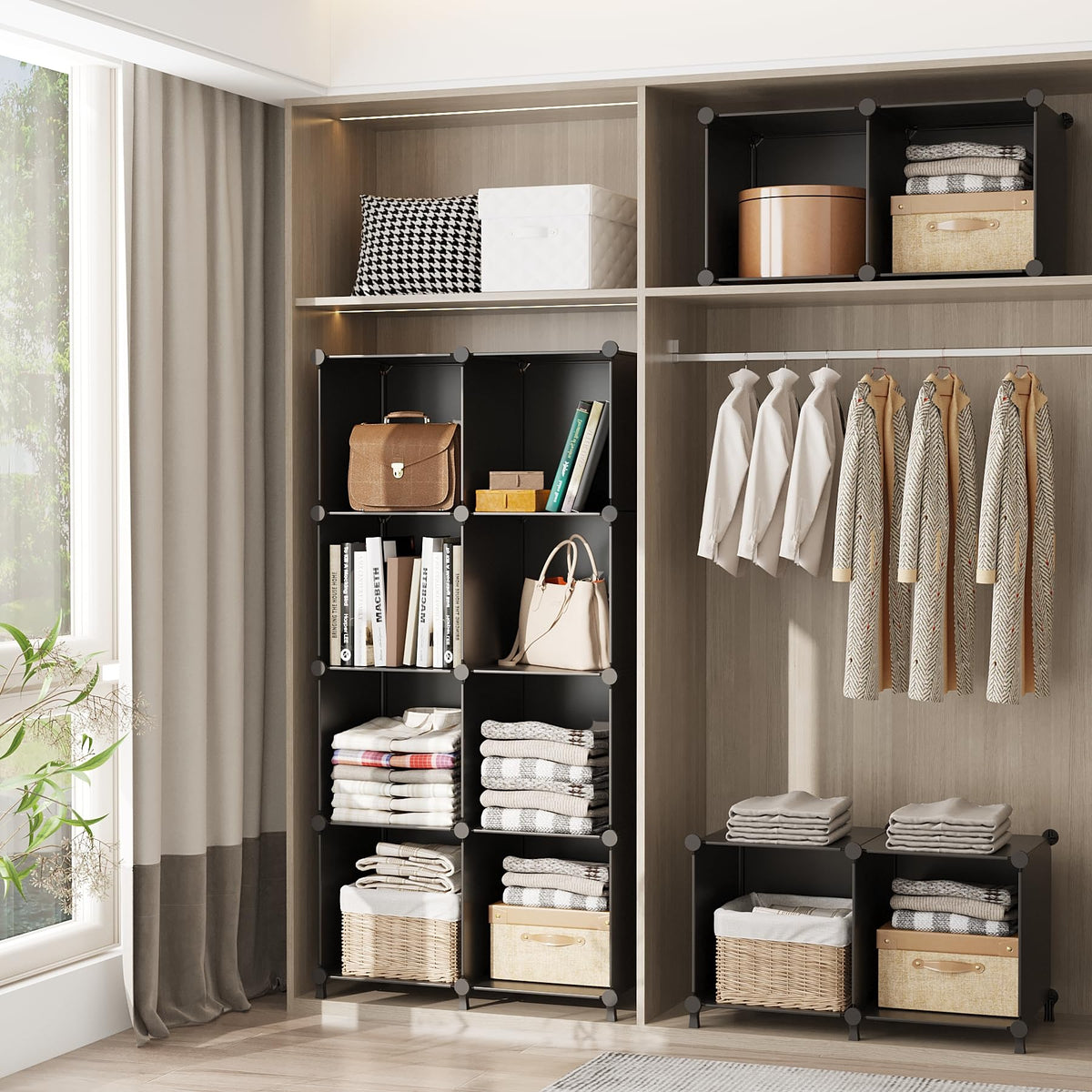 12 Cube Storage Organizer, Closet Organizer Storage Shelves, Black