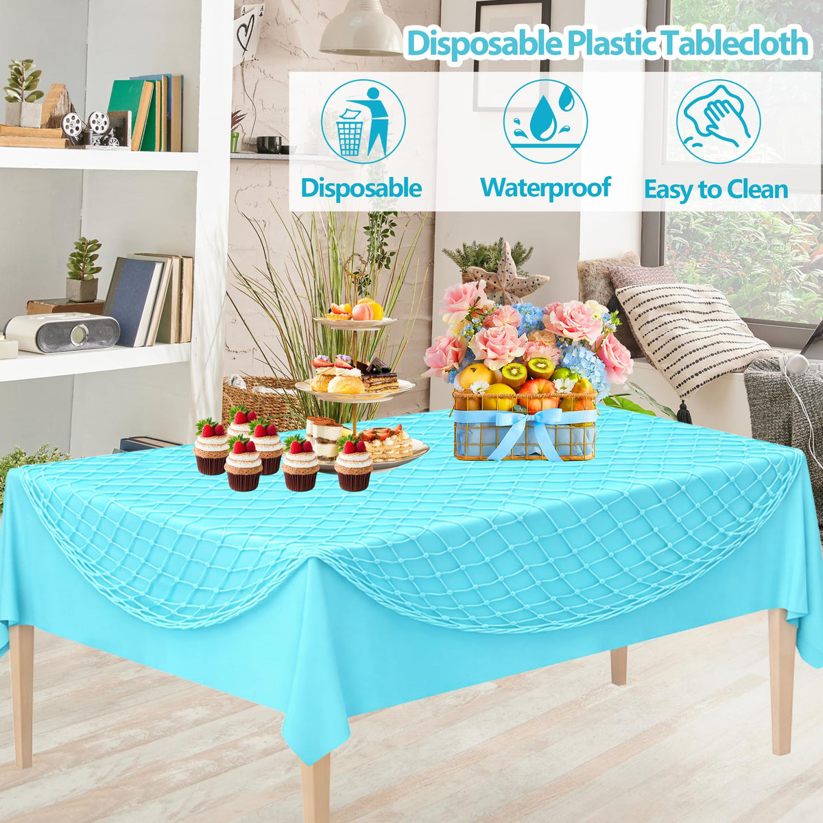 6 Pcs Fish Net Decorative and Tablecloth Set
