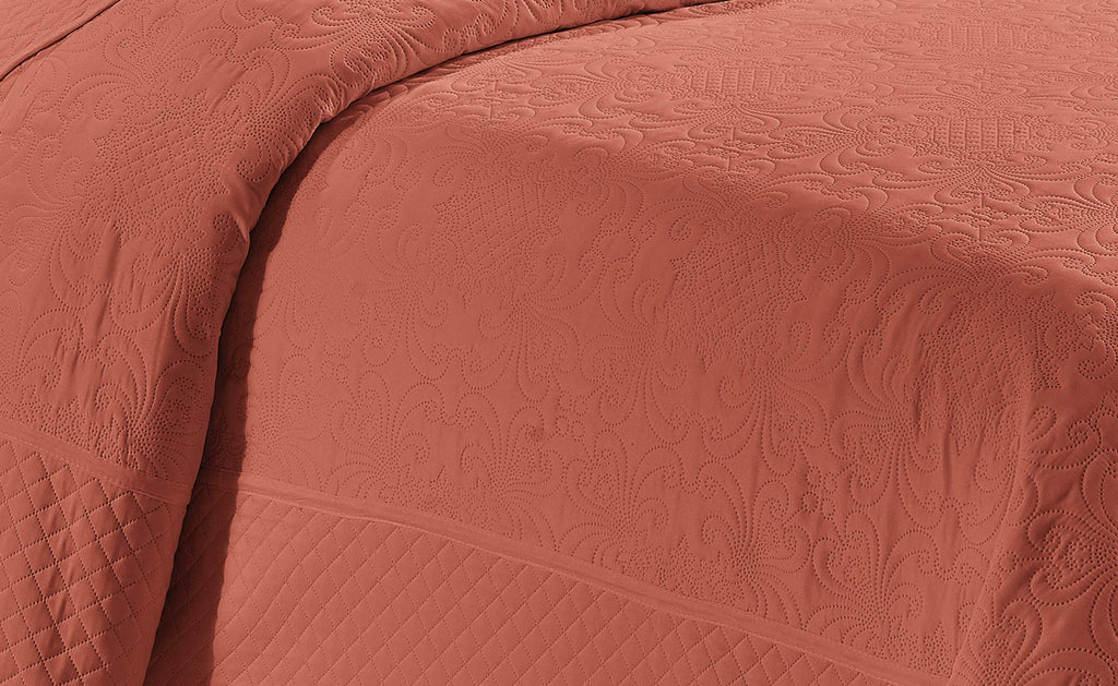 Collection 3 Piece Over Size Embossed Solid Color Coverlet Bedspread New # Veronica (Orange, Full/Queen)