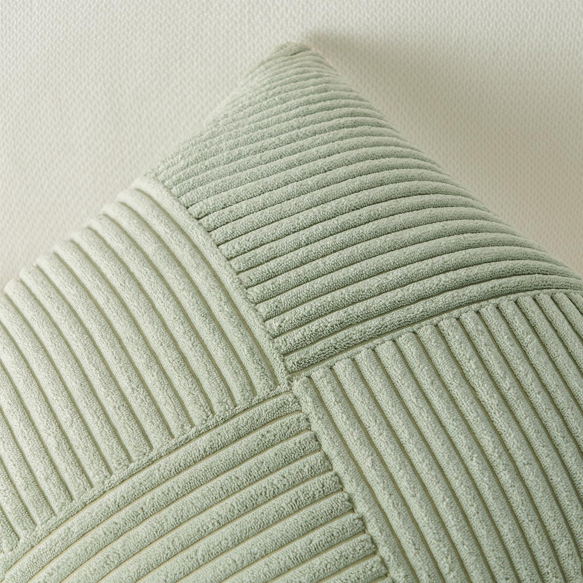 Decorative SageGreen Throw Pillow Covers 22x22 Inch, Soft Corduroy Pillow Covers Textured Striped Patchwork Cushion