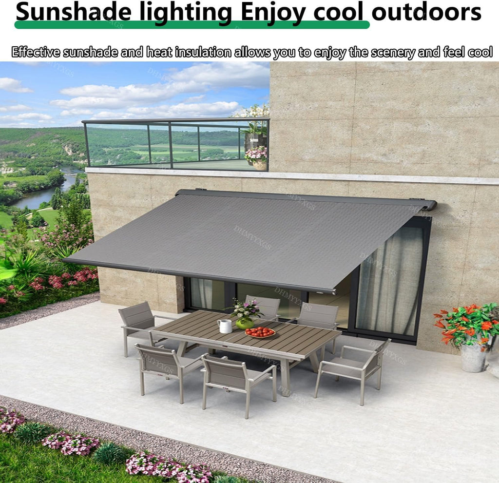 Electric Retractable Patio Awning 6.6 ft W x 4.9 ft Projection (2 x 1.5 m) - Motorized Sunshade Shelter, Waterproof & UV-Resistant Canopy for Deck, Balcony