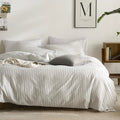 100% Cotton Vertical Stripe Duvet Cover Set, Grey