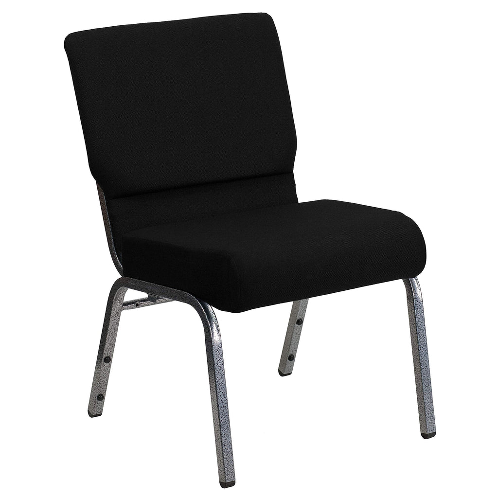 Hercules 21 in Wide Fabric Stackable Church Chair, Black