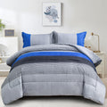 Blue Stripe Comforter Set Reversible Grey Blue Bedding Comforter Set for Bed, 2 Pieces (1 Comforter+1