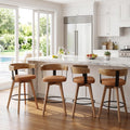 Modern PU Leather Swivel Bar Stools, Brown, Set of 4