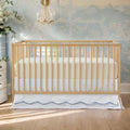 Scallop Edge Cotton Crib Skirt Toddler Bedskirt Baby Nursery Crib Bed Skirt 2-Tiered Boho Bohemian Neutral Solid