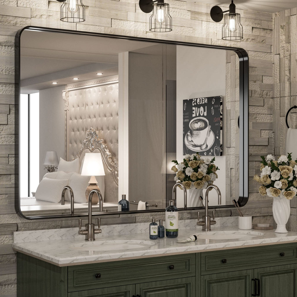 48 x 36 Inch Black Bathroom Vanity Mirror