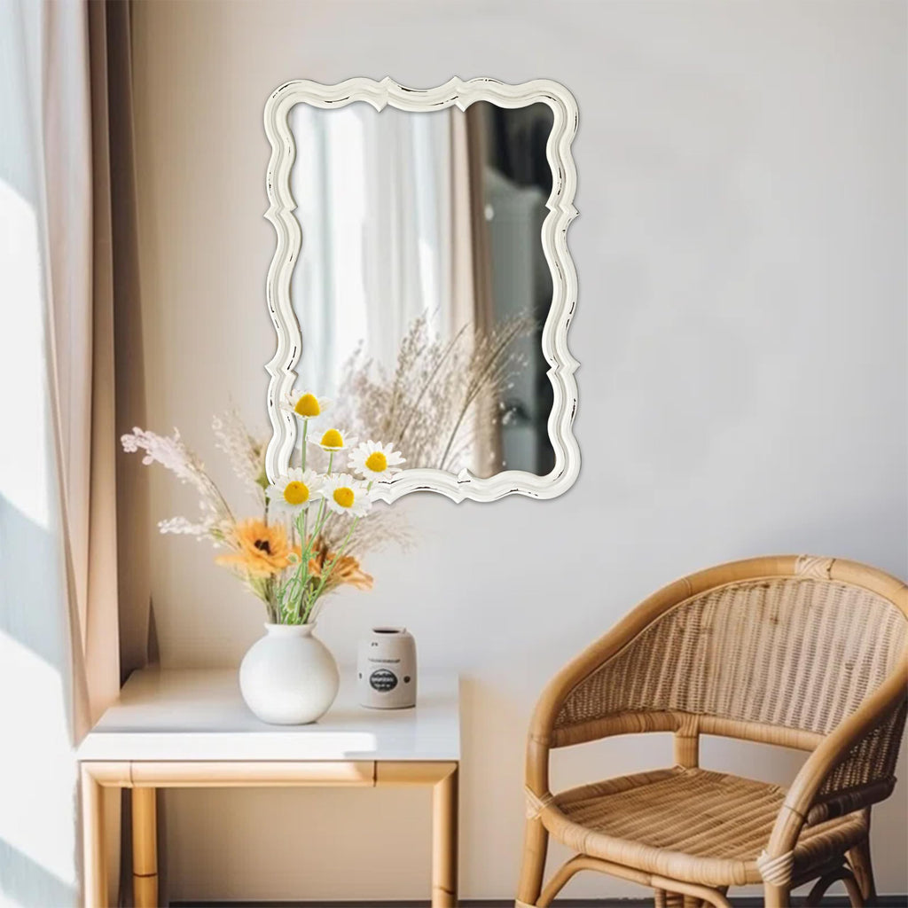 Rustic Scalloped Wall Mirror Decorative 24 X 18 Inch