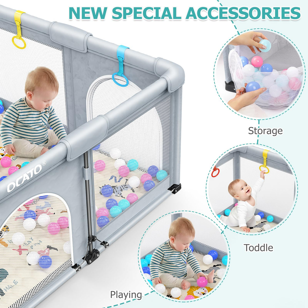 Baby Playpen with Mat Foldable Playpen for Babies and Toddlers 50x50