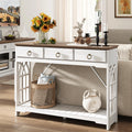 White Console Table with Drawers 43", Farmhouse