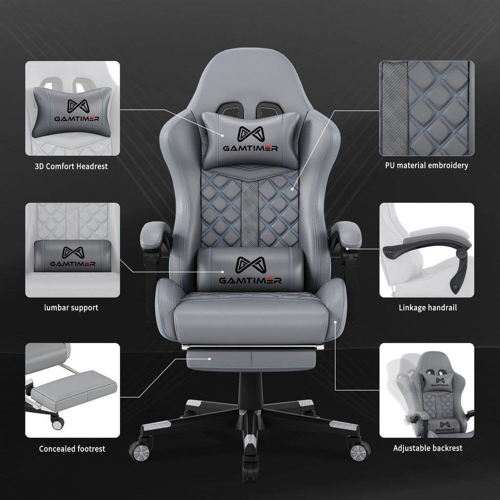 Gaming Chair, 400 lbs Adult Chair, High Back Computer Chair with Footrest and Linked Armrests, Office Video Game