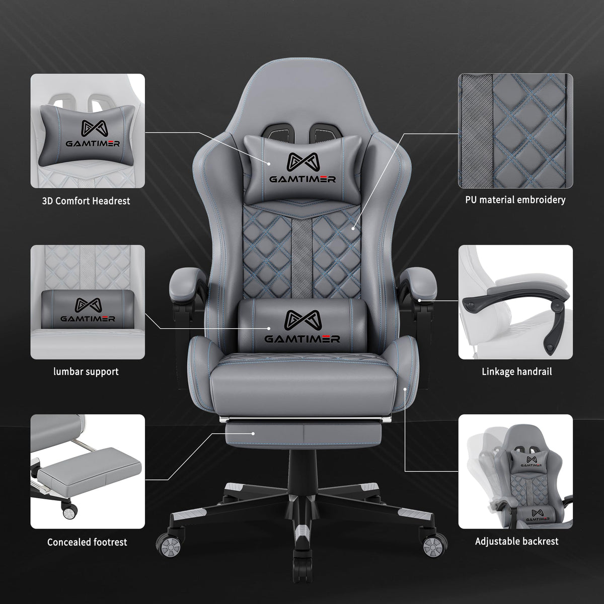 Gaming Chair, 400 lbs Adult Chair, High Back Computer Chair with Footrest and Linked Armrests, Office Video Game