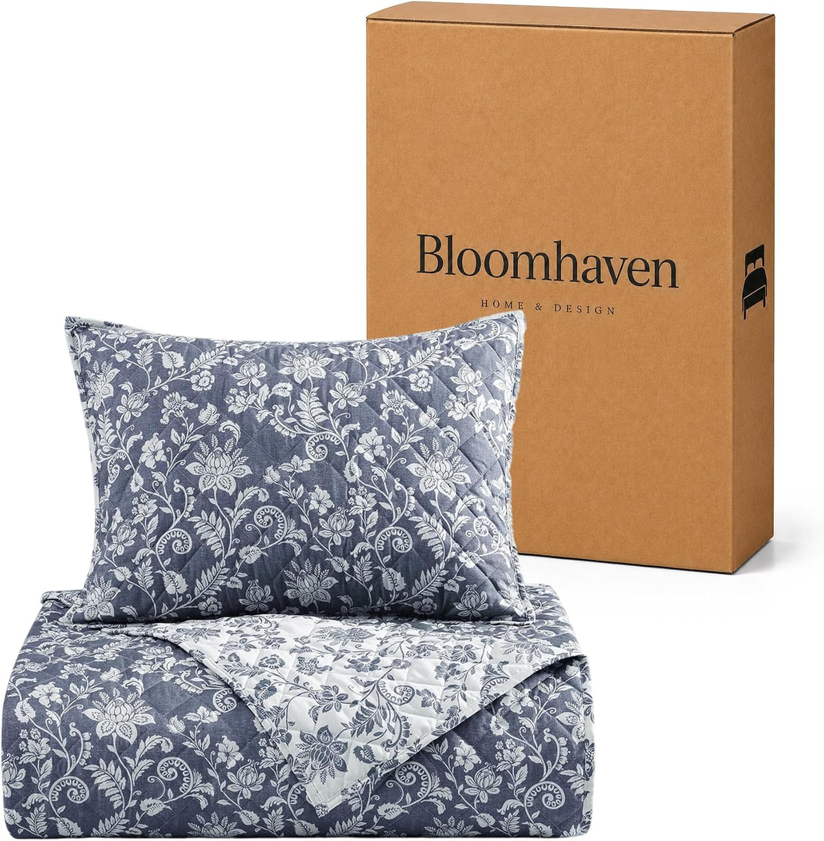 Quilt Set - 2 Pieces Soft Bedding Floral Reversible Coverlet - Set of 2