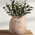 Ceramic Flowers Rustic Vase, Neutral Pottery Farmhouse Vases Home Decor, 7.48" Terracotta Pampas Decorative Vase for
