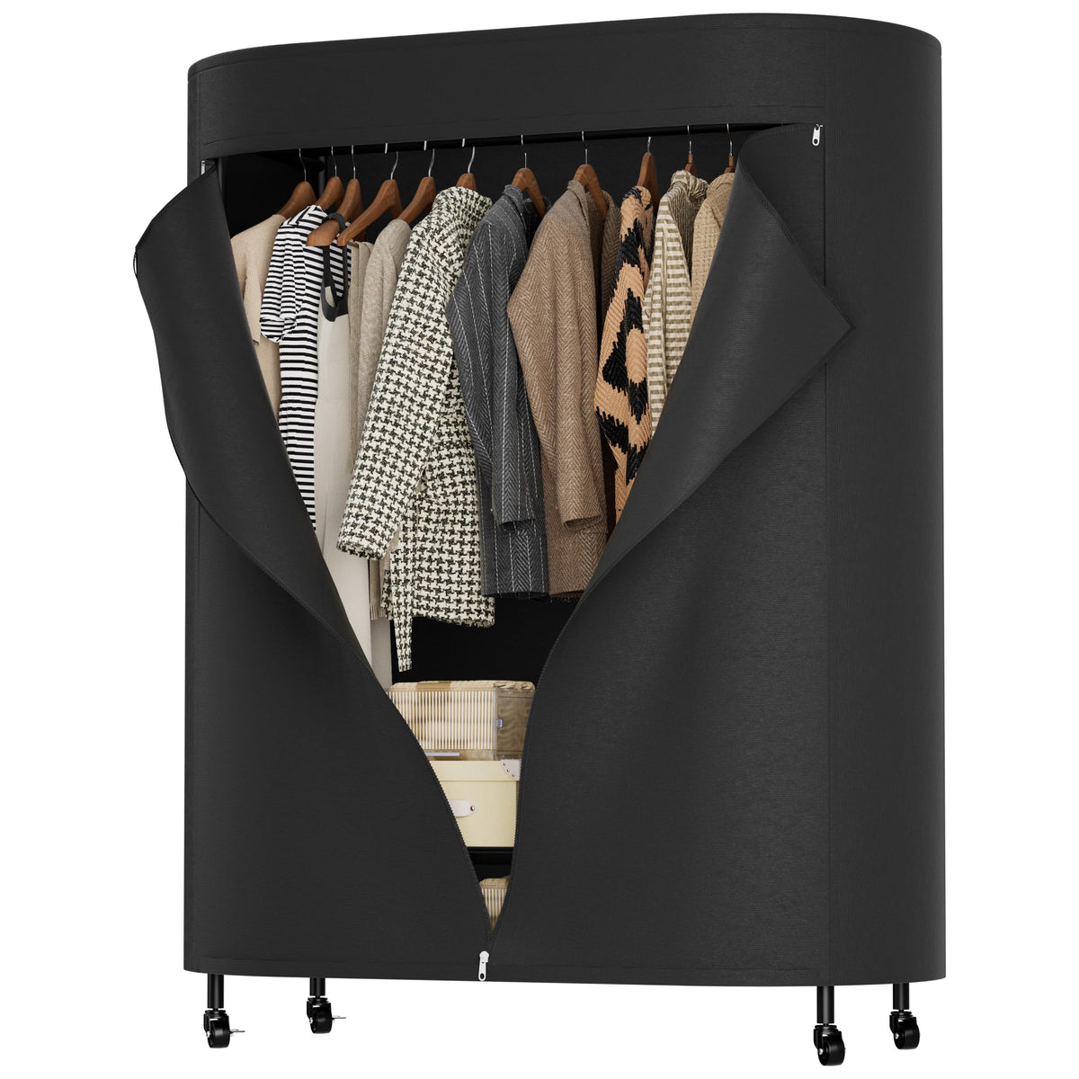 Clothes Rack with Cover Heavy Duty Rolling Portable Closet 380LBS