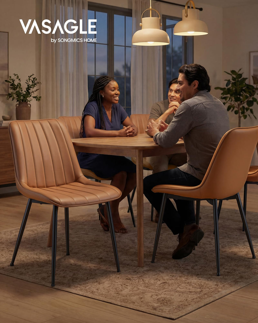 Dining Chairs Set of 6, Upholstered Kitchen Chairs, PU Leather