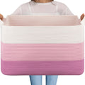 Extra Large Blanket Basket, 95L Cotton Rope Woven Laundry Basket, Toy Bin for Baby Room, Container for Blanket