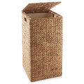 Laundry Hamper with Lid and Removable Liner Bag - Cinnamon, Woven Water Hyacinth Square Laundry Basket Sorter for