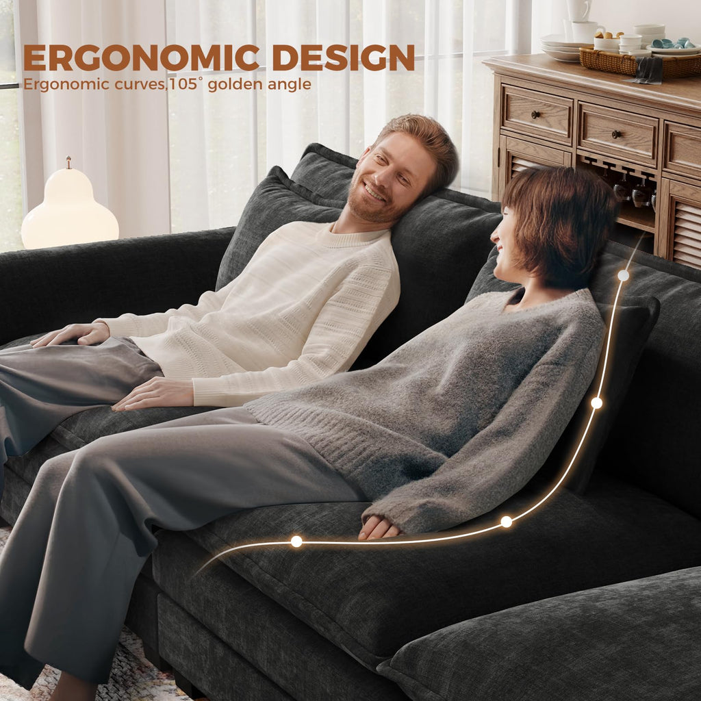 154" Modular Sectional Sofa, Comfy Cloud Couch with 4 Movable Ottomans, Oversized 8-Seater Chenille Deep Seat Sofa