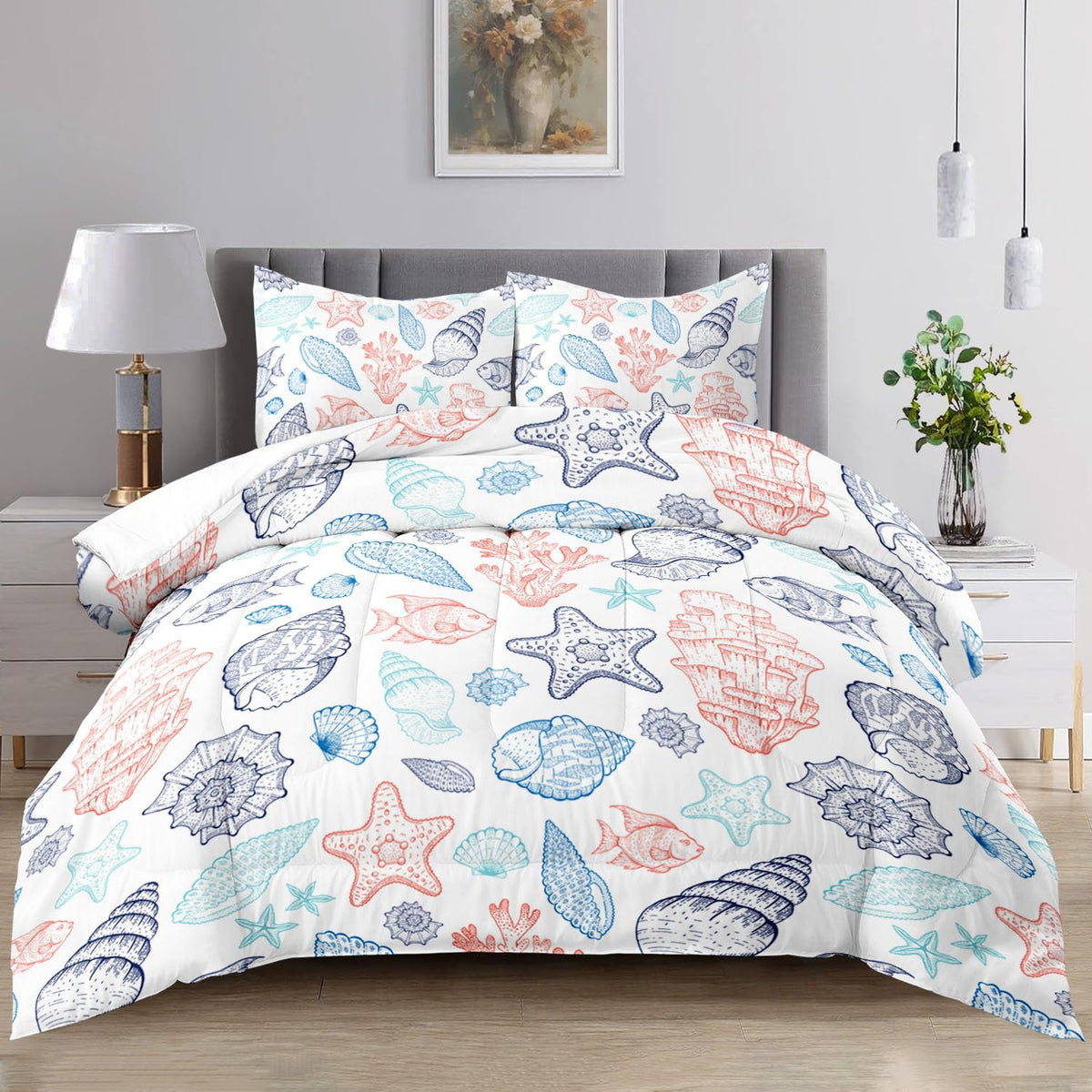 Sea Shell Bedding Comforter Set - Ocean & Coastal Beach Theme