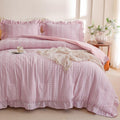 Gingham Comforter Set Pink Seersucker Ruffle Bedding Set