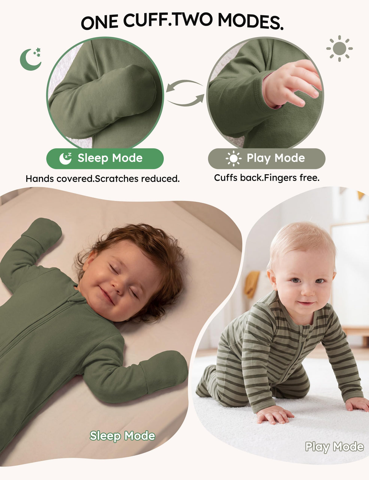 Baby Sleepers 5 Pack 100% Organic Cotton, Girl Boys Newborn Pajamas