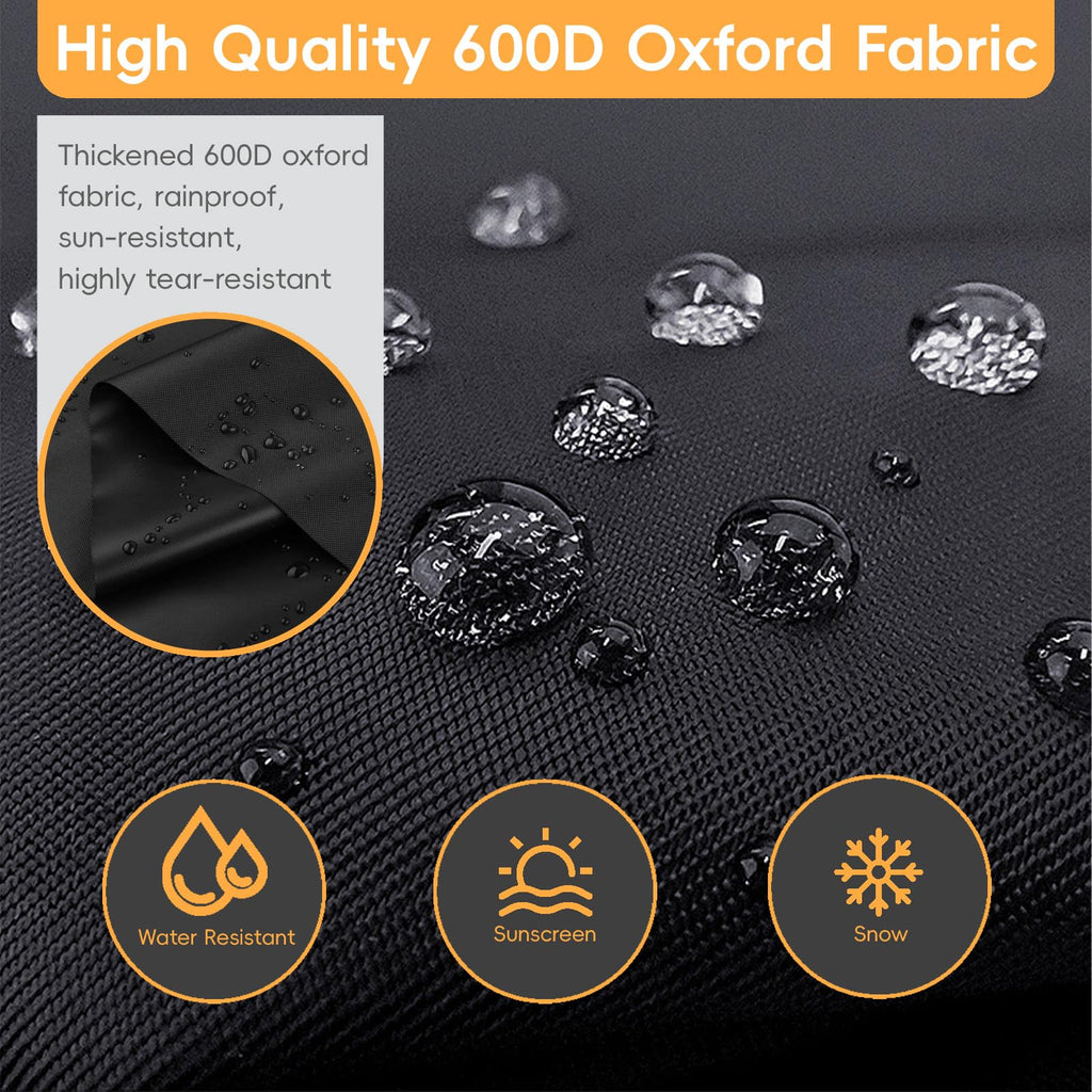Round Fire Pit Cover - 600D Heavy-Duty Oxford Fabric, Fits 18-48 Inch Fire Pits & Fire Pit Tables, Black, 28" D x 17"