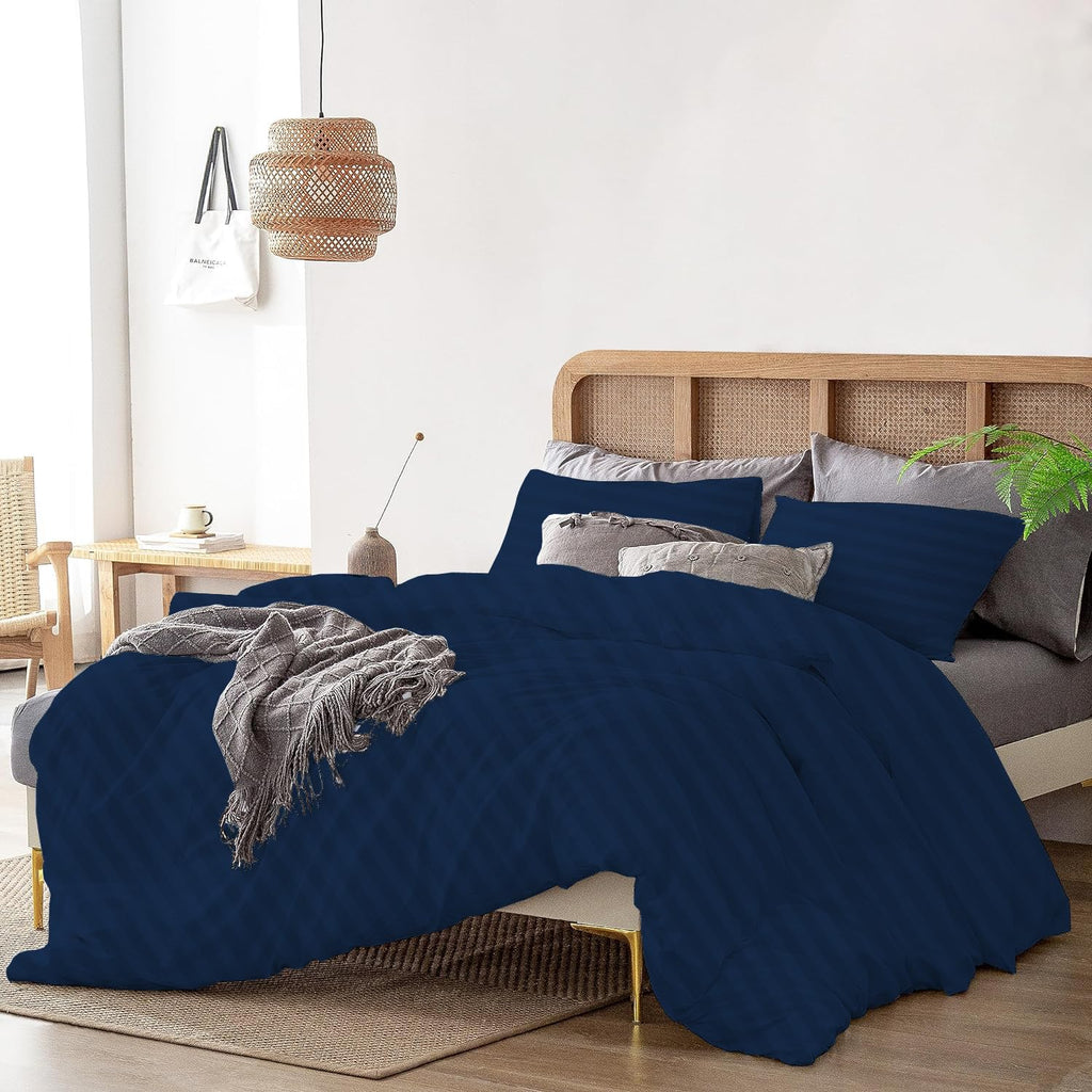 3 Piece Luxurious Duvet Cover Set 100% Egyptian Cotton Plus Size (128" x 128") Inch 1000 Thread Count