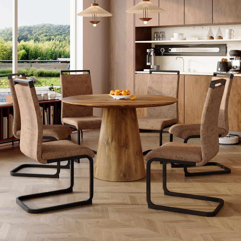 45" Round Dining Table Set for 6, 7-Piece Dining Table Set