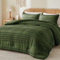 Boho Comforter Set - Tufted Boho Bedding Set, Olive Green