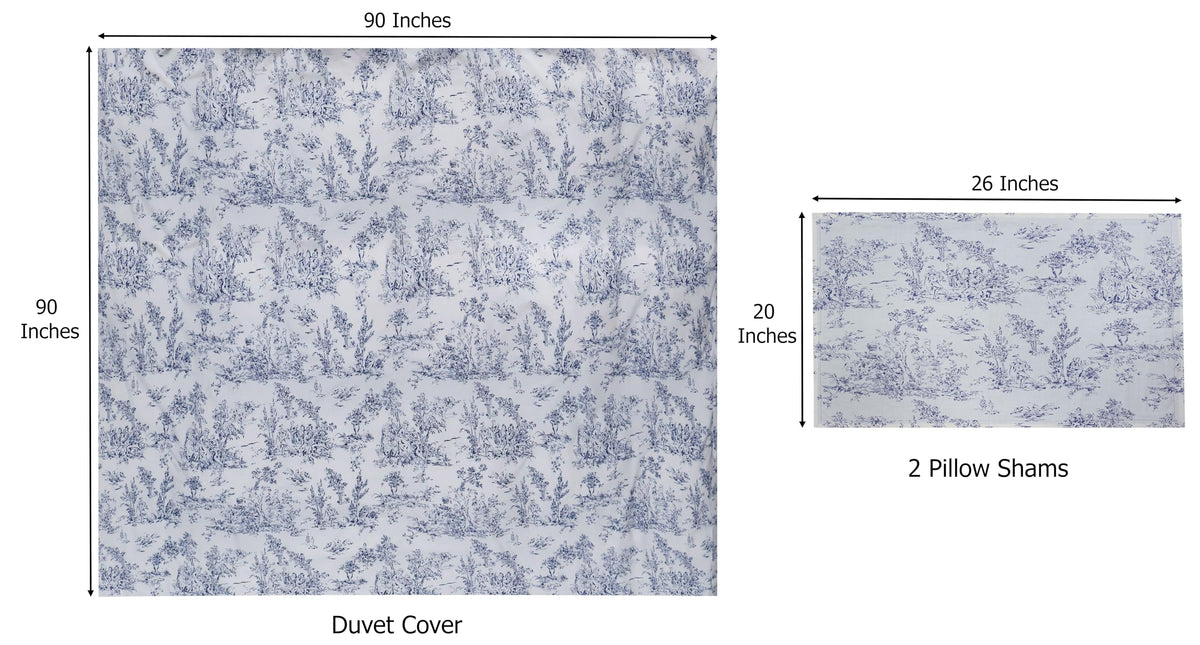 Duvet Cover Set - 100% Cotton French Country Toile