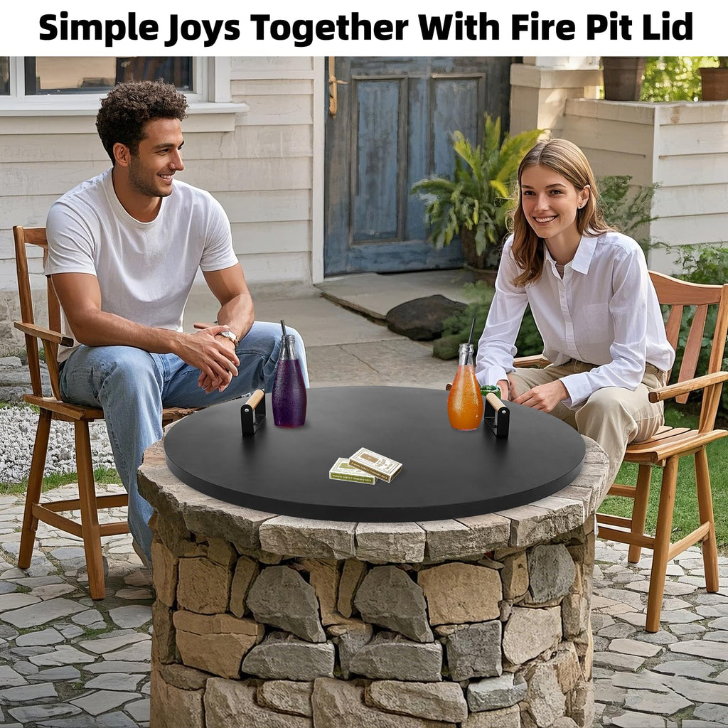 Fire Pit Lid Round 34"w/Handles, Firepit Cover, All-season Protective