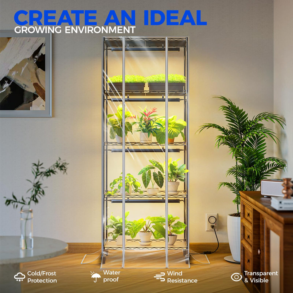 Indoor Greenhouse with Grow Lights 5-Tier 100W 23.6x13.8x59IN