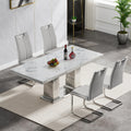 Faux Marble Dining Table Set for 4, Modern Kitchen Table Set with 4 Chairs