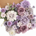 White Purple Peony Artificial Flower Combo Box Set for Wedding Bouquet Home