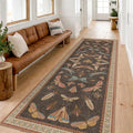 Long Runner Rug, Washable Non Slip Carpet Floor & Entryway, Orange Brown Whimsical Insect Moth Design