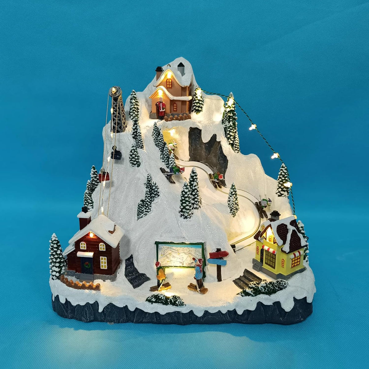 Christmas Village Ski Resort Animated Led Lights with Moving Skiers