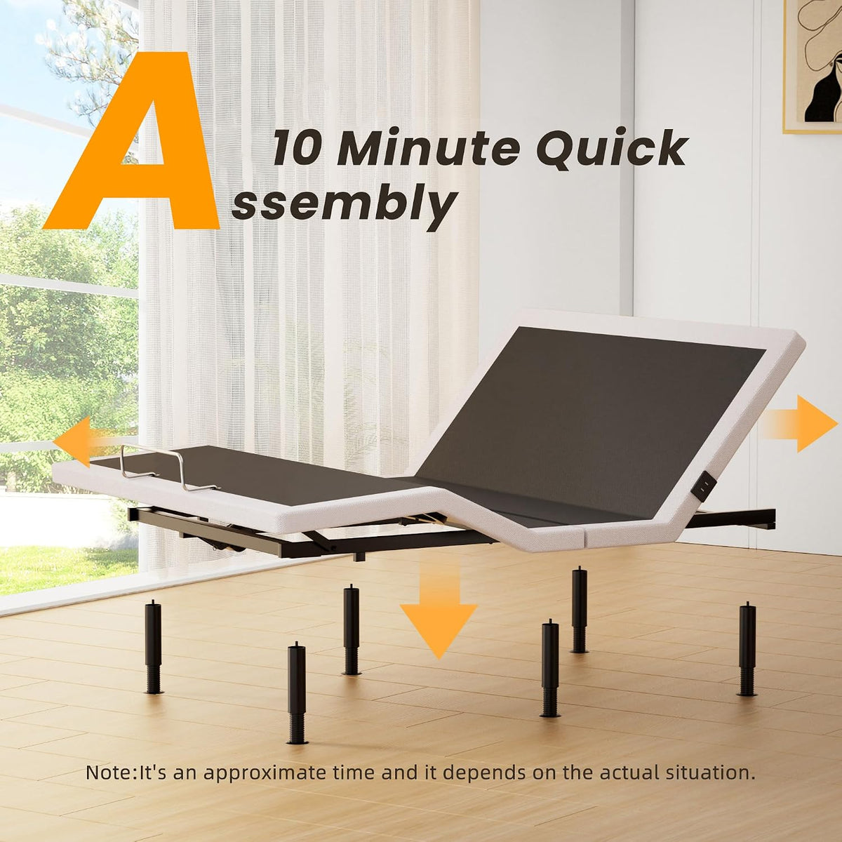 Queen Adjustable Bed Frame with Wireless Remote, Head Foot Incline, USB, Underbed Light - Heavy Duty Platform, Zero