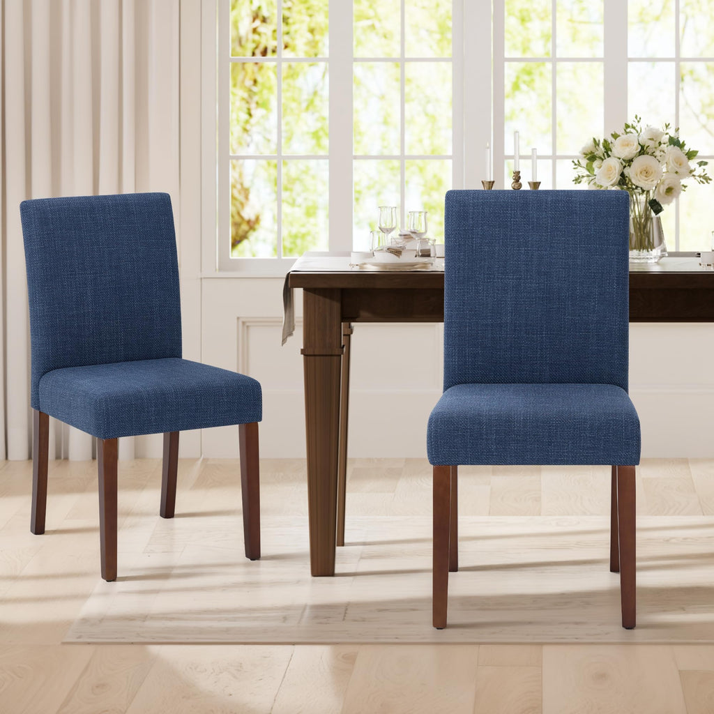 Upholstered Parsons Set of 2, Modern Dining Room Chairs with Back, Fabric Kitchen Side Chairs with Wood Legs for