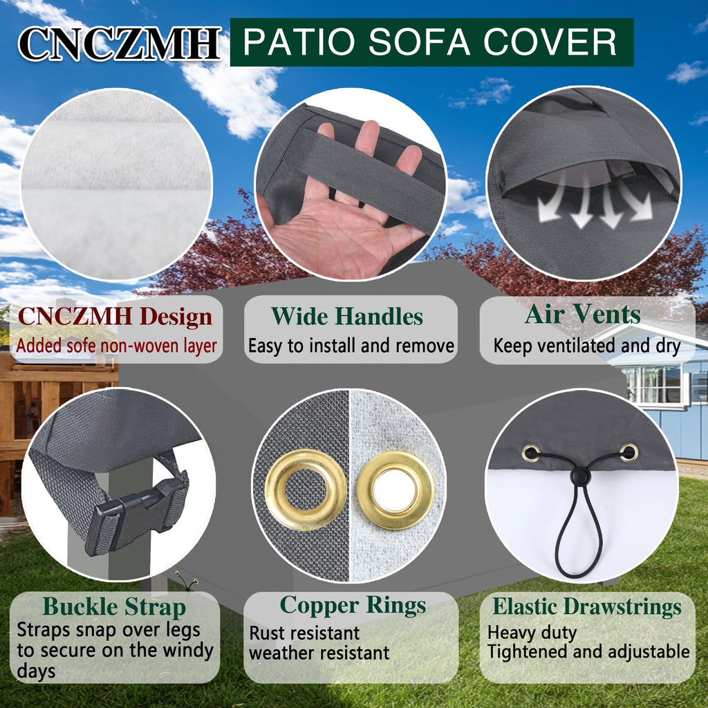 Waterproof 2-Seater Outdoor Patio Sofa Cover 54Wx38Dx24H/35H