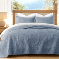 100% Cotton Quilt Set, Paisley Design, Slate Blue