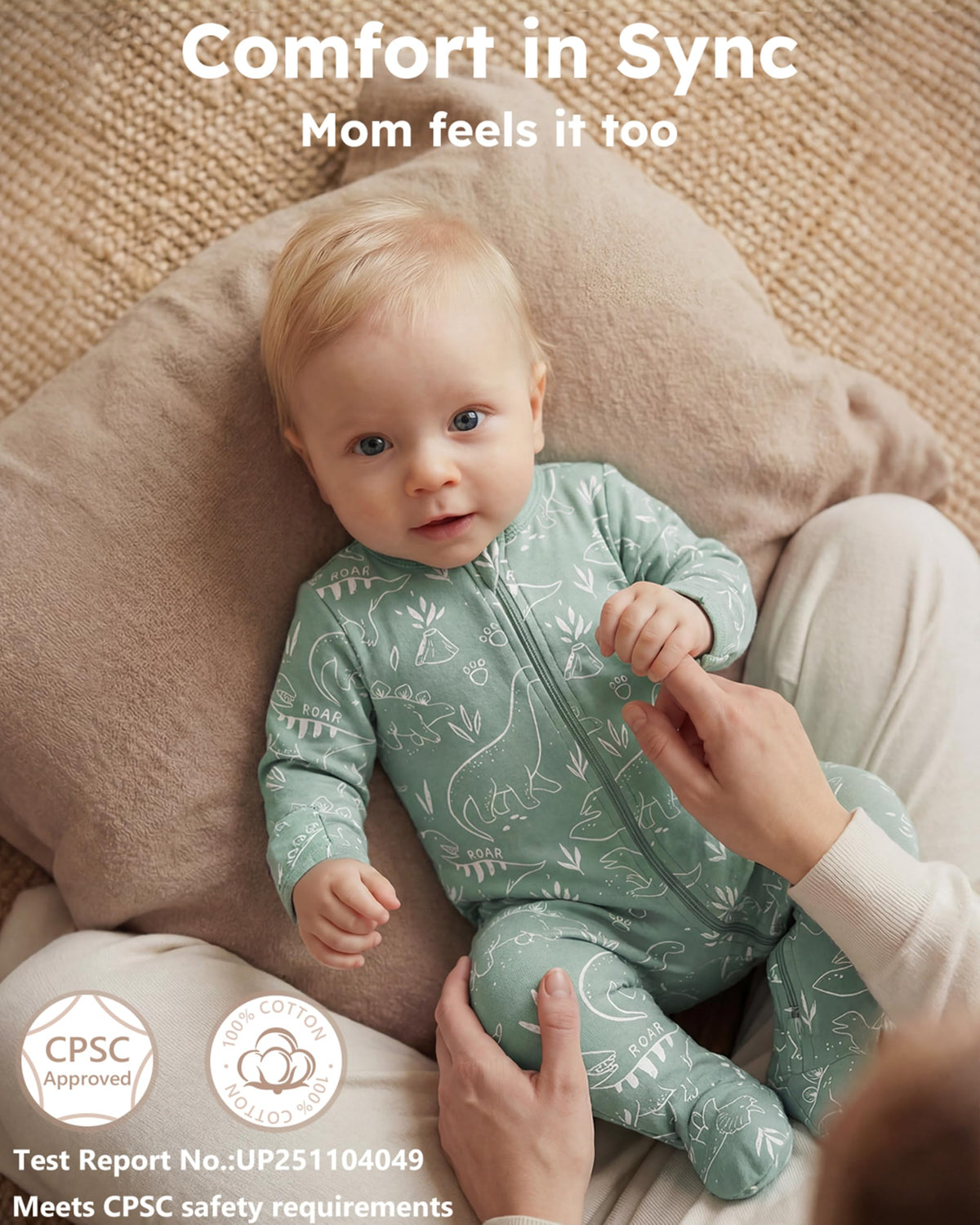 Baby Boy Sleepers 100% Cotton Footie Pajamas, Newborn 0-3 3-6 with Way Zipper & Mitten Cuffs, Ultra Soft