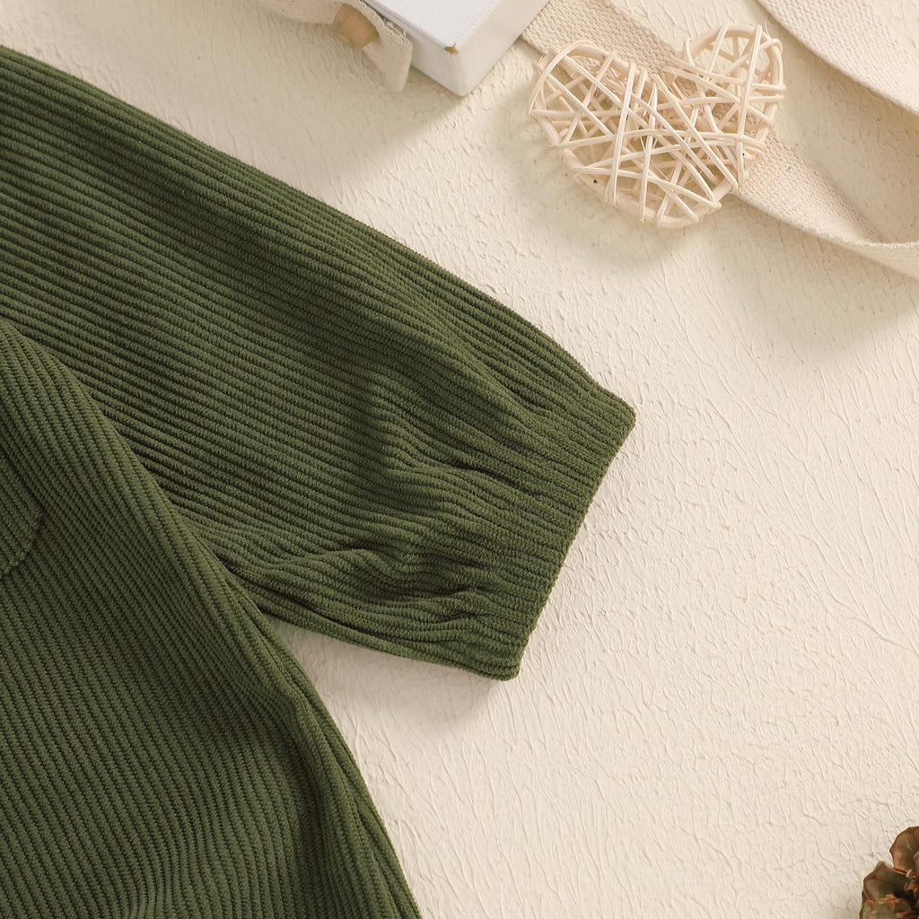 Newborn Baby Boy Girl Clothes Corduroy Long Sleeve Button Up Romper Jumpsuit Collared Bodysuit Fall Winter Outfit