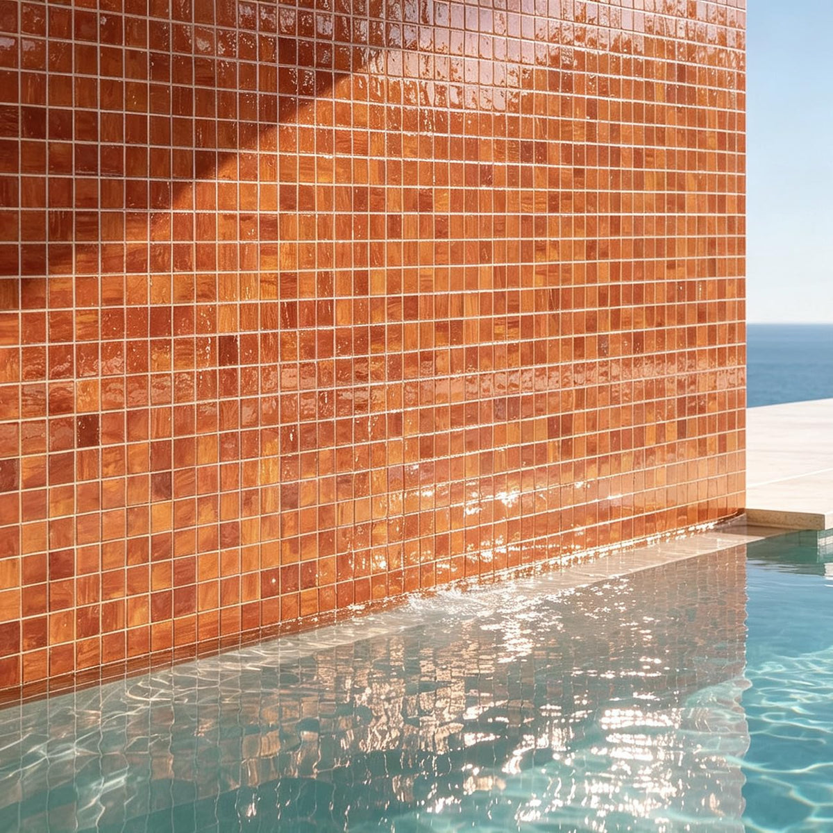 11.5 sq.ft Orange Glass Mosaic Tile , Pool, Kitchen Backsplash
