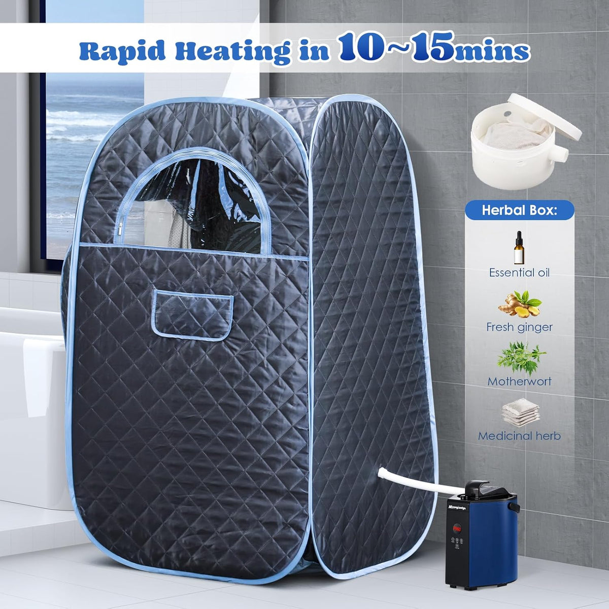 Portable Sauna Steamer, 3L Locking Steamer Machine with Remote Control