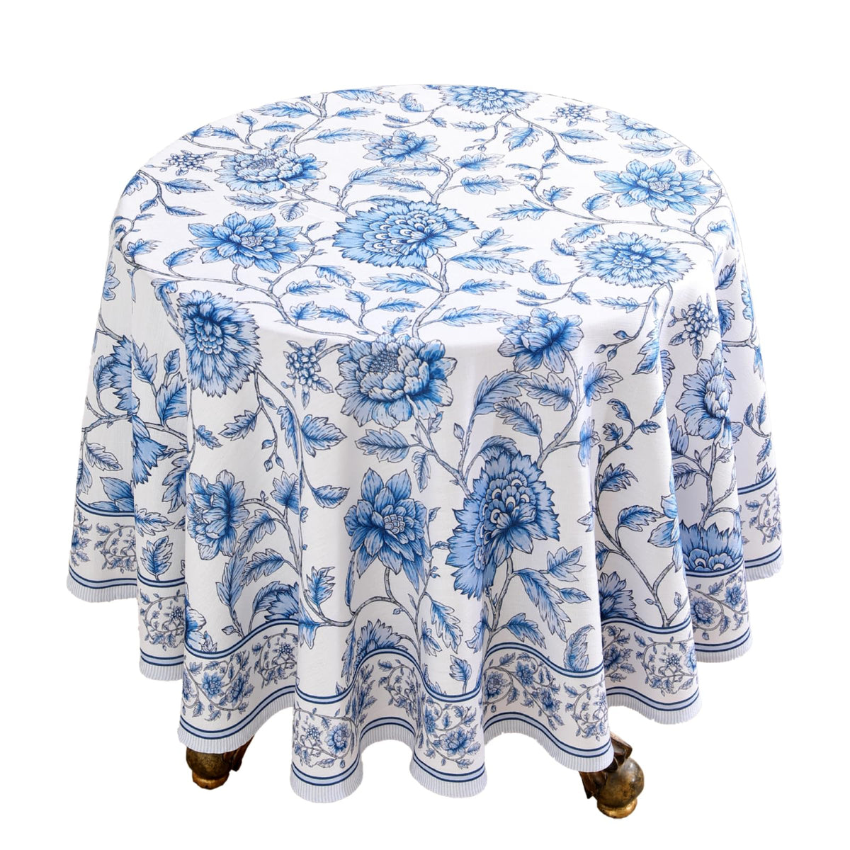 Designer French Round Reusable Tablecloth, Diameter 67"