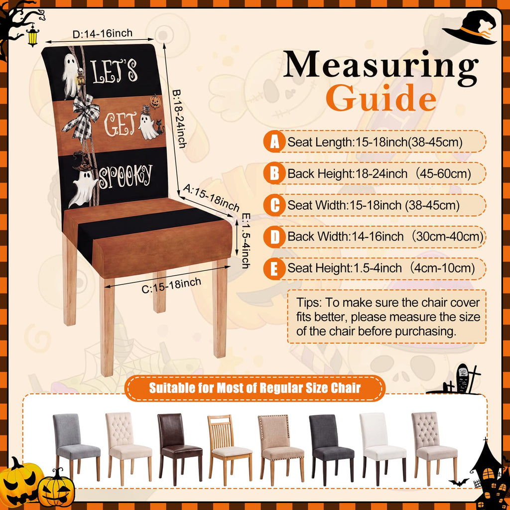 6 Pcs Spooky Halloween Chair Covers Ghost Dining Slipcovers