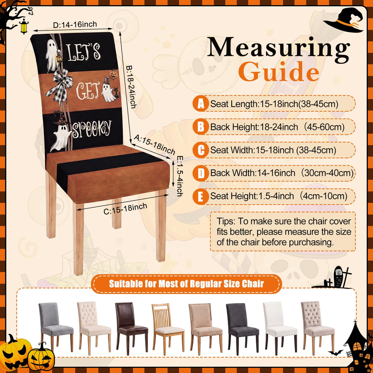 6 Pcs Spooky Halloween Chair Covers Ghost Dining Slipcovers