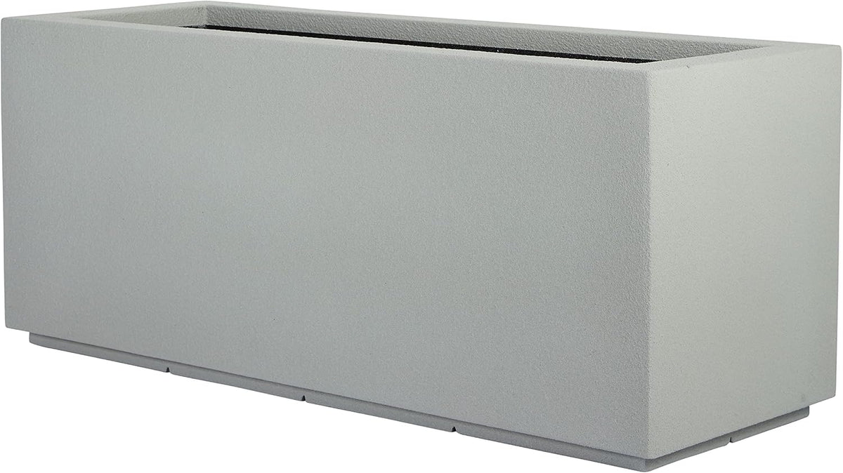 Milan Modern Outdoor/Indoor Rectangular Trough Planter - 46" x 17" x 19" H - Lightweight Weather Resistant Stone-Look