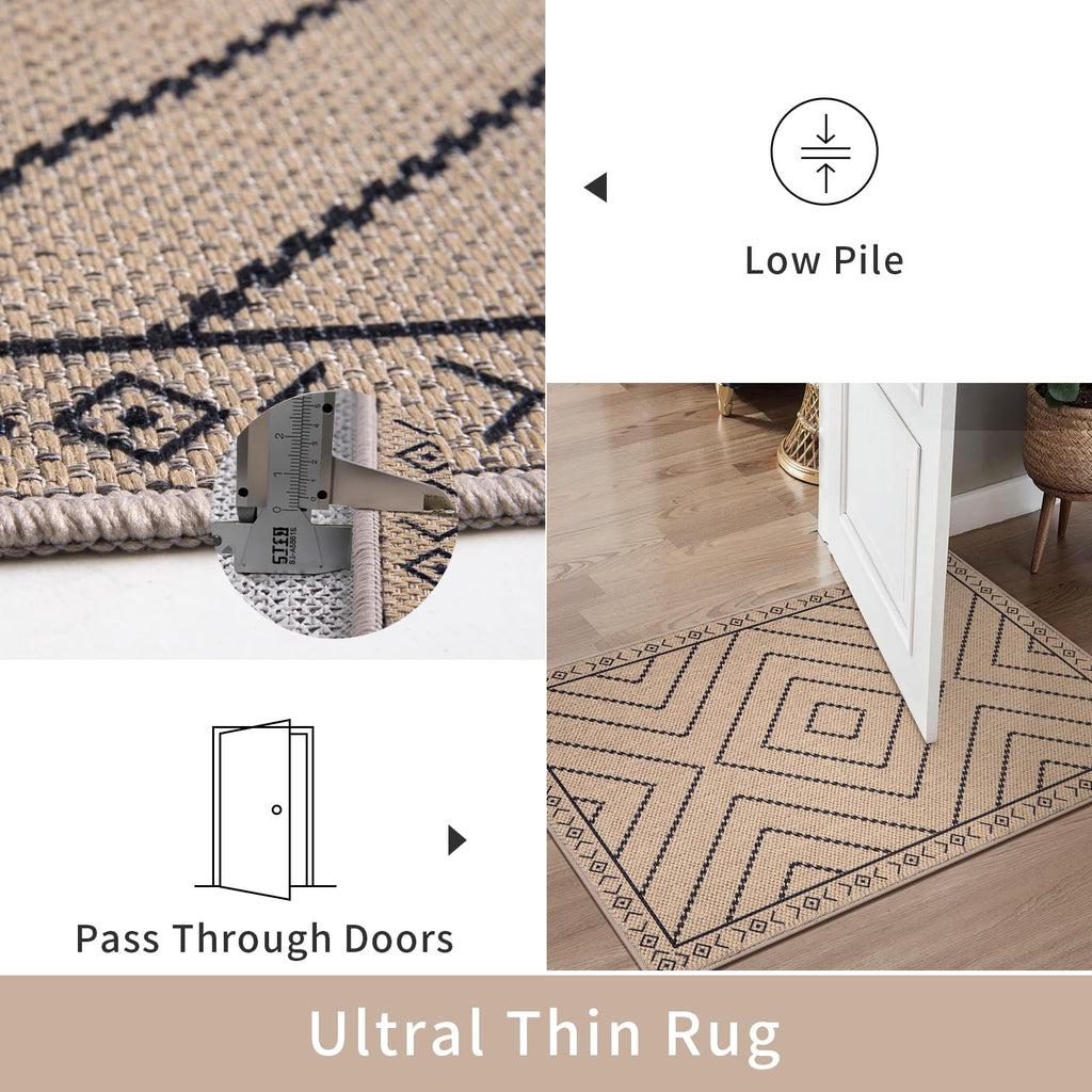 Easy Jute Hallway Runner Rug, Washable Non-Slip Kitchen Rugs